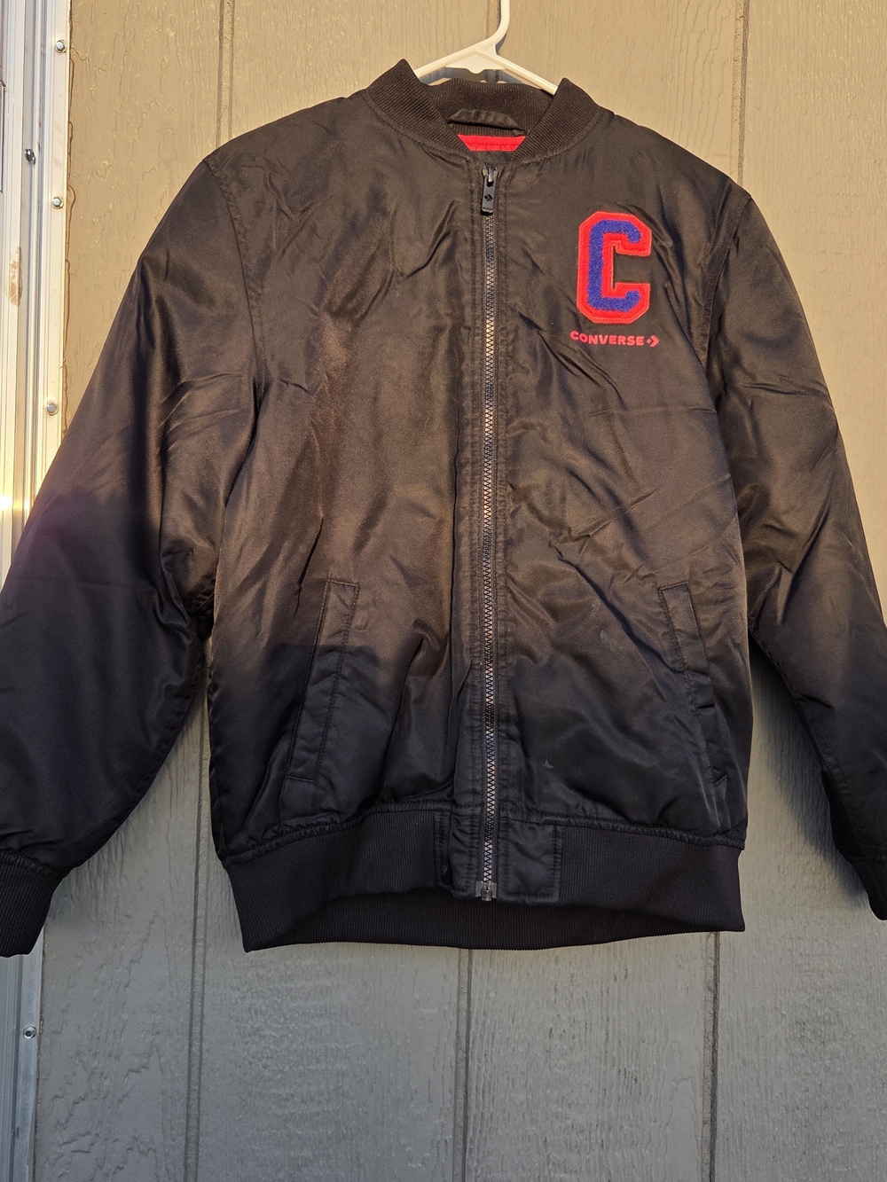 Converse Black Bomber Jacket with Red & Blue 'C' Patch